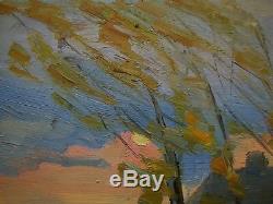 Russian Ukrainian Soviet Oil Painting Landscape impressionism spring wind
