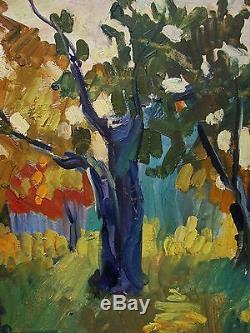 Russian Ukrainian Soviet Oil Painting Landscape tree impressionism fauvism