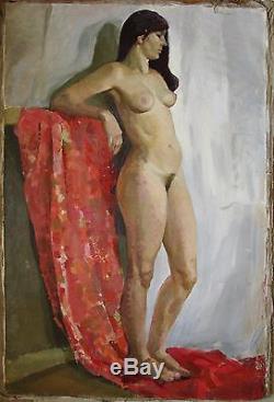 Russian Ukrainian Soviet Oil Painting Realism portrait girl woman nude figure