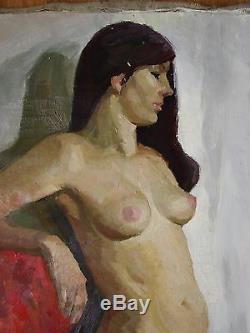 Russian Ukrainian Soviet Oil Painting Realism portrait girl woman nude figure