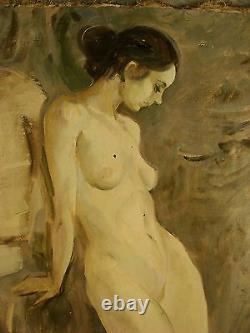 Russian Ukrainian Soviet Oil Painting female Portrait realism nude woman girl