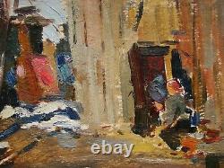 Russian Ukrainian Soviet Oil Painting impressionism early spring sunny day rest