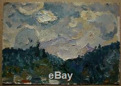 Russian Ukrainian Soviet Oil Painting impressionism landscape cloud mountains