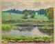 Russian Ukrainian Soviet Oil Painting Impressionism Landscape River Meadow