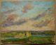 Russian Ukrainian Soviet Oil Painting Impressionism Landscape Sky Clouds River