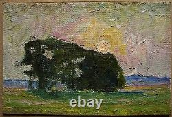 Russian Ukrainian Soviet Oil Painting impressionism landscape sunrise tree