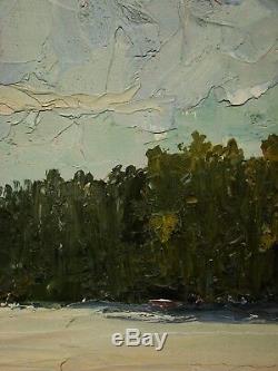 Russian Ukrainian Soviet Oil Painting impressionism winter snow forest 1950s