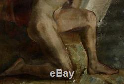 Russian Ukrainian Soviet Oil Painting male nude figure boy Avant-garde Fauvism