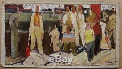 Russian Ukrainian Soviet Oil Painting people realism propaganda genre sketch