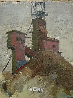 Russian Ukrainian Soviet Oil Painting realism 1950s industrialism coal mine