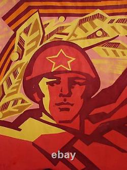 Russian Ukrainian Soviet Oil Painting realism Propaganda Red Army man poster BIG