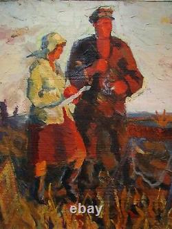 Russian Ukrainian Soviet Oil Painting realism artist etudes village Kolkhoz