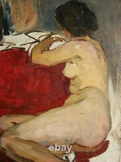 Russian Ukrainian Soviet Oil Painting realism female nude figure woman girl