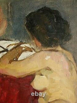 Russian Ukrainian Soviet Oil Painting realism female nude figure woman girl