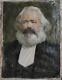 Russian Ukrainian Soviet Ussr Oil Painting Realism K. Marx Portrait Communist
