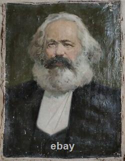 Russian Ukrainian Soviet USSR oil painting realism K. Marx portrait communist