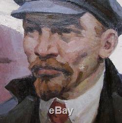 Russian Ukrainian Soviet oil painting Lenin Dzerzhinsky people realism worker