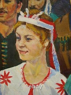 Russian Ukrainian Soviet oil painting realism Parade Kremlin folk dance fest