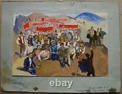 Russian Ukrainian soviet Painting realism group photography people holiday