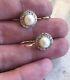 Russian Vintage Rose Gold & White Gold Pearl Earring 583 14k Ussr Jewelry