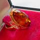 Russian Vintage Ussr Soviet Rose Gold 583 14k Domed Baltic Amber Ring Size 8