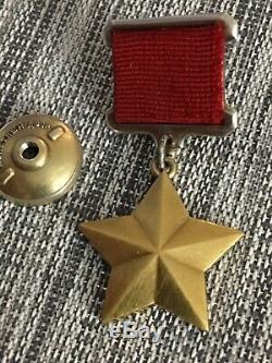 Russian Wwii Gold Star Hero Of Soviet Union 23k Gold Medal Order Badge Original