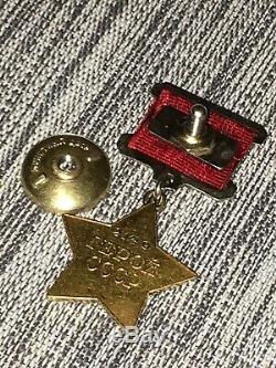 Russian Wwii Gold Star Hero Of Soviet Union 23k Gold Medal Order Badge Original