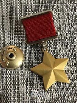 Russian Wwii Gold Star Hero Of Soviet Union 23k Gold Medal Order Badge Original