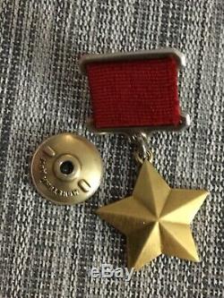 Russian Wwii Gold Star Hero Of Soviet Union 23k Gold Medal Order Badge Original