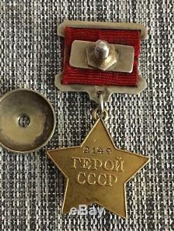 Russian Wwii Gold Star Hero Of Soviet Union 23k Gold Medal Order Badge Original