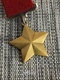 Russian Wwii Gold Star Hero Of Soviet Union 23k Gold Medal Order Badge Original