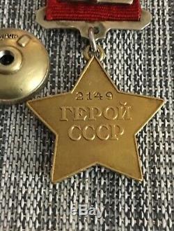 Russian Wwii Gold Star Hero Of Soviet Union 23k Gold Medal Order Badge Original
