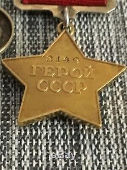 Russian Wwii Gold Star Hero Of Soviet Union 23k Gold Medal Order Badge Original