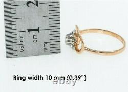 Russian gold Ring Solid Rose Gold 14K 585 1.85g diamond Vintage USSR Soviet