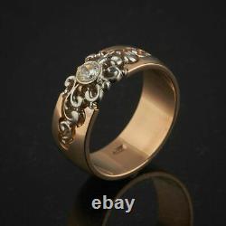 Russian ring gold wide Solid Rose gold 14K 585 4.4g USSR Soviet fine jewelry