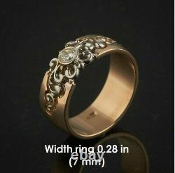 Russian ring gold wide Solid Rose gold 14K 585 4.4g USSR Soviet fine jewelry