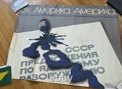 SOVIET RUSSIAN Propaganda Poster Anti-usa peace Anti-War USSR vintage 1987