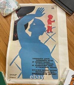 SOVIET RUSSIAN Propaganda Poster peace USSR vtg 1967 ivanov zisman 2 sided art
