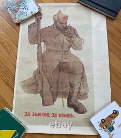 SOVIET RUSSIAN Propaganda Poster peace USSR vtg 1967 ivanov zisman 2 sided art