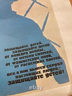 SOVIET RUSSIAN Propaganda Poster peace USSR vtg 1967 ivanov zisman 2 sided art