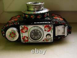 Smena-2 camera. Stylized as Petrykivka. Hand made. Soviet Russian USSR