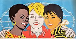 Soviet African Vietnam Women Rare Retro Vintage Ussr Russian Communist Poster