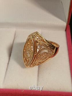 Soviet Antique Ring Vintage Russian USSR Jewelry Gold Star 14K 585 4.84 grams