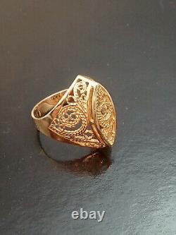 Soviet Antique Ring Vintage Russian USSR Jewelry Gold Star 14K 585 4.84 grams
