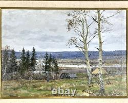 Soviet Oil Painting Osenov Russian Landscape Birch Trees Signed USSR Art