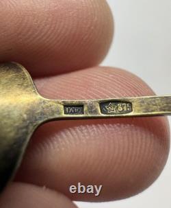 Soviet Russian 875 Silver Enamel Salt Spoon USSR Miniature Vintage Collectible