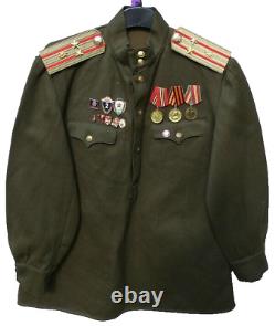 Soviet Russian Army 1950s Officer's Tunic Shirt Original with USSR Badges Size L