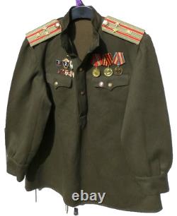 Soviet Russian Army 1950s Officer's Tunic Shirt Original with USSR Badges Size L