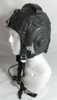 Soviet Russian MiG Pilot Leather Helmet Hat 1984 58cm M + Oxygen Mask Set USSR