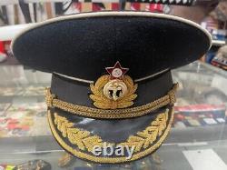 Soviet Russian Military Officer Visor DRESS Cap Hat USSR ORIGINAL Navy NAVAL